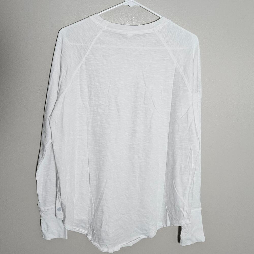 NWOT Zella White Long Sleeve Cotton T Shirt Sz XS Flawed - Picture 7 of 11